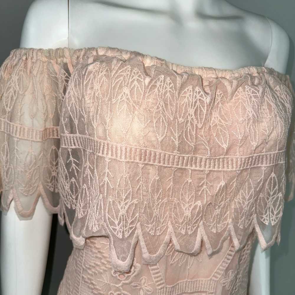 Jen’s Pirate Booty *Wilderness Fiesta* pink lace off shoulder mini dress M/L - Picture 3 of 10